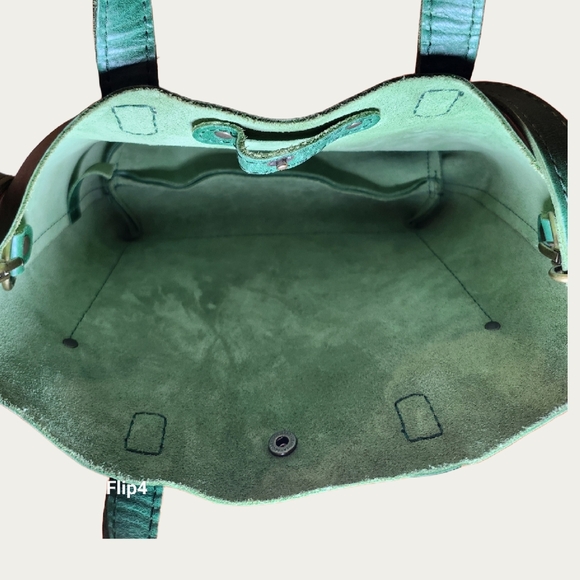 Portland Leather Cowboy Mint Mini Crossbody Tote Bag with Minimalist Design, EUC - Picture 10 of 17